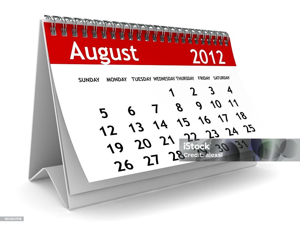 Kalendarz sierpień 2012 r. - Zbiór zdjęć royalty-free (2012)