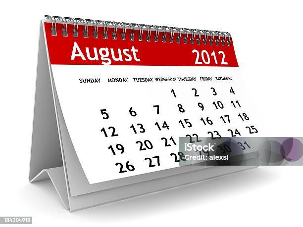 Kalendarz Sierpień 2012 R - zdjęcia stockowe i więcej obrazów 2012 - 2012, Białe tło, Fotografika