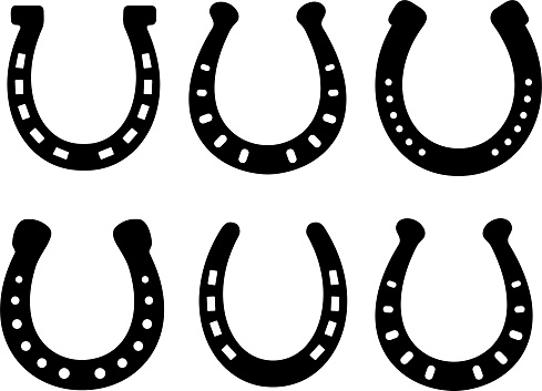 Horseshoe icon set. Luck symbol flat style. Horse shoes collection vector illustration