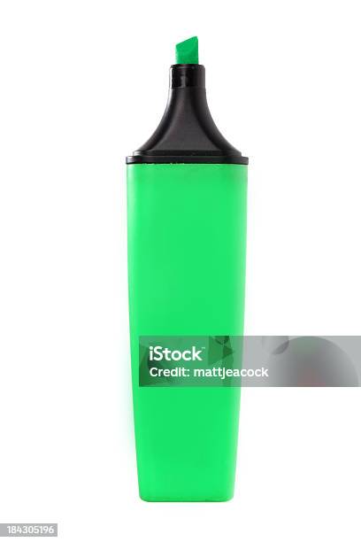 Marcador Verde Caneta - Fotografias de stock e mais imagens de Marcador Fluorescente - Marcador Fluorescente, Figura para recortar, Fundo Branco