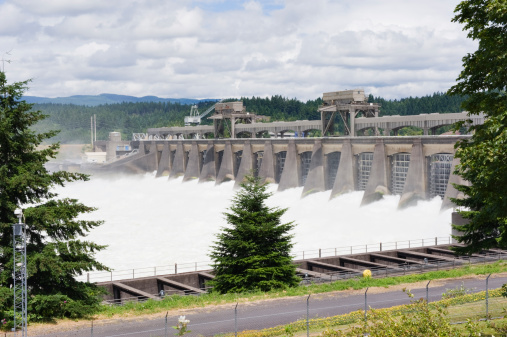 This magnificant hydroelectric dam is located on the Columbia in the Columbia Gorge.