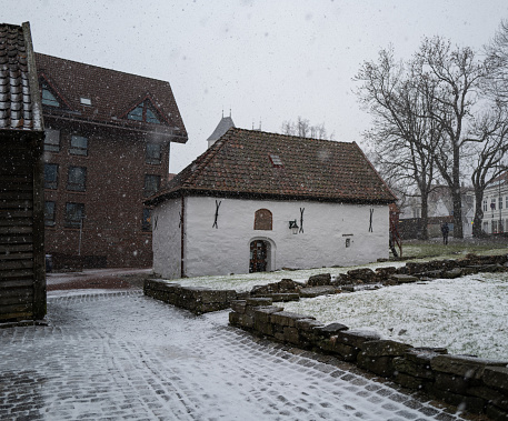 Bryggen under a winter snow in Bergen: UNESCO world Heritage Site in Norway