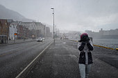 Heavy snow in Bergen, Norway