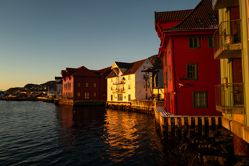 Bergen with sun after the snow, Norway