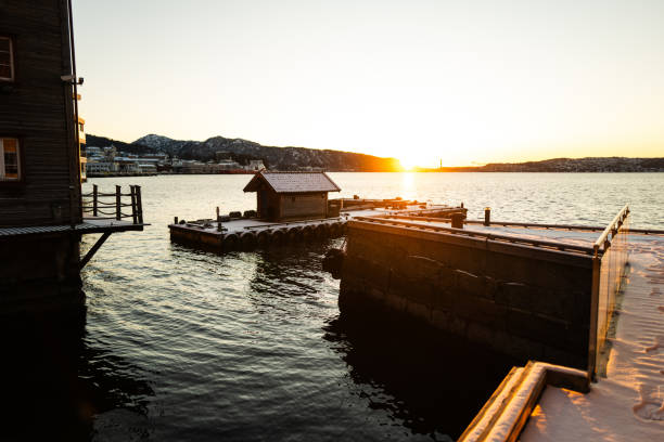 Bergen with sun after the snow, Norway