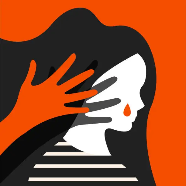 Vector illustration of Violence against woman