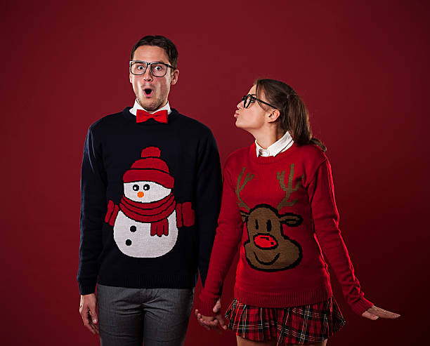 istock Nerdy woman kissing shocked man 184308580