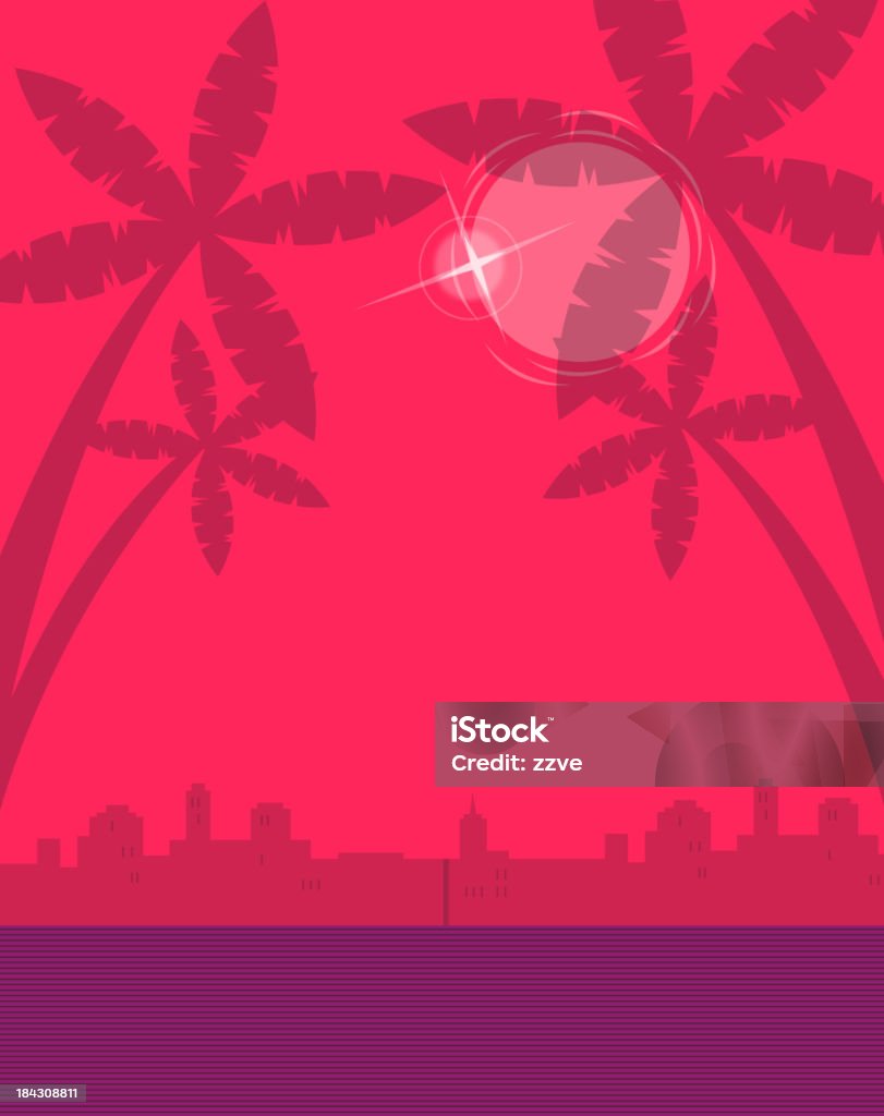Skyline con palmeras - arte vectorial de Aire libre libre de derechos