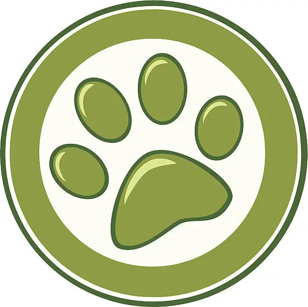 Vector illustration of Gree Paw Print Banner