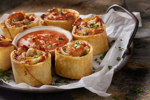 Crispy Air Fried Tortilla Pepperoni Pizza Rolls