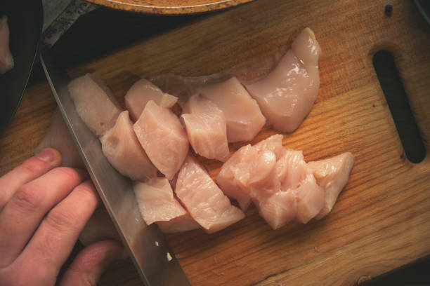 istock Slicing chicken fillet top view 1843095915
