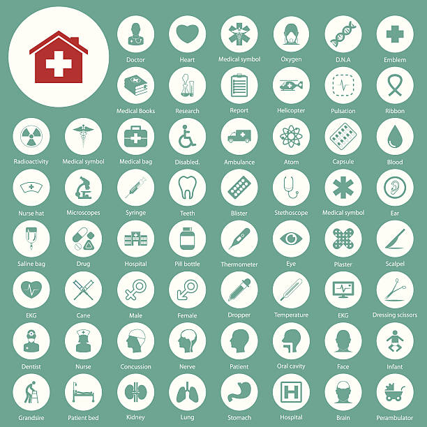 medical icons set vector art illustration