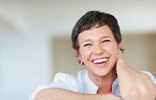 istock Happy woman smiling at home 184313807