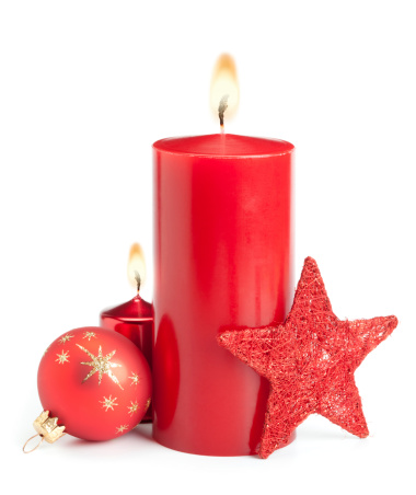 Cozy atmospheric blurred background for christmas with candles.