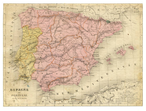 istock old map of spain and portugal 184315311