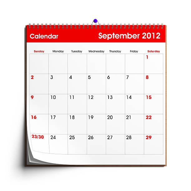 Wall Calendar September 2012 A wall calendar with September 2012 displayed.Check out the other images in this series here... calendar 2012 stock pictures, royalty-free photos & images