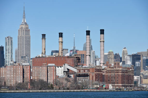 New York City - February 14, 2023: Consolidated Edison Inc industrial building in East river of Manhattan, New York city, USA