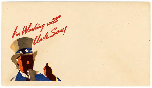 Photo of Patriotic Americana World War II Envelope Working with Uncle Sam