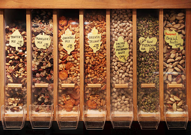 istock Nuts and spices in dispenser 184315635