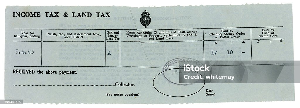 Britischen Einnahmen und Land Steuern verlangen, das 1943 - Lizenzfrei 1940-1949 Stock-Foto