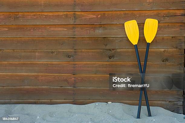 Paddle On Wooden Wall Stock Photo - Download Image Now - Oar, Wall - Building Feature, Aquatic Sport