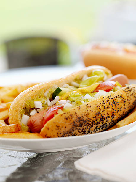 istock Classic Chicago Dog with Fries 184316985