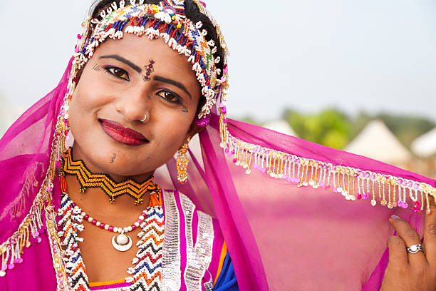 istock Indian Folk Dancer In Traditional Dress Posing For The Camera 184317166