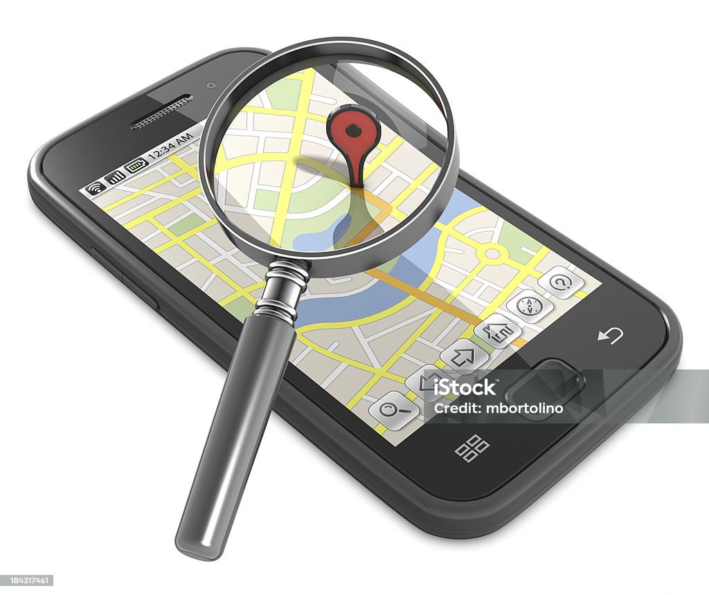 Smartphone Ulica wyszukiwanie na mapie - Zbiór zdjęć royalty-free (Bez ludzi)