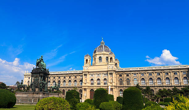 Vienna, Austria - fountain in front of Natural History Museum. The Old Town is a UNESCO World Heritage Site. Square composition.