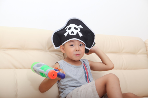 Boy playing pirate