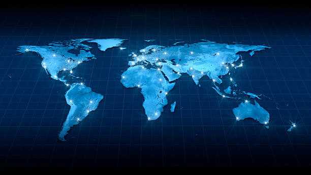Earth Map City Lights Top view