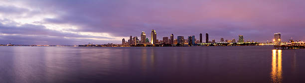 Panoramic View of San Diego at Dusk stock photo