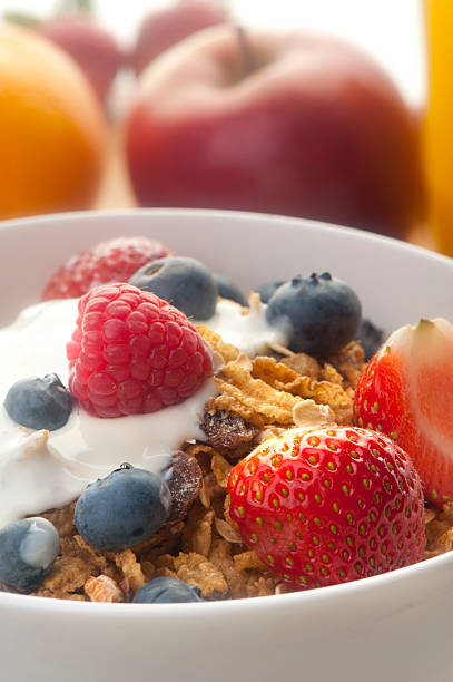 istock Healthy breakfast with muesli and yoghurt 184317813