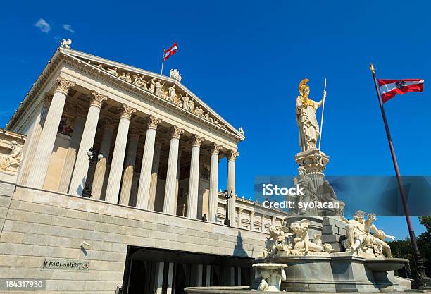 The Austrian Parliament Building Stock Photo - Download Image Now - Austria, Flag, Parliament Building