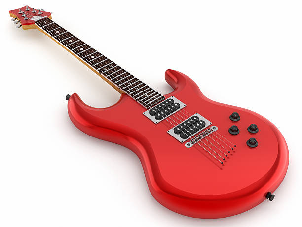 red electric guitar - elektrogitarre stock-fotos und bilder