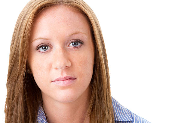 istock Beautiful Young Red Haired Woman on White Background 184318116