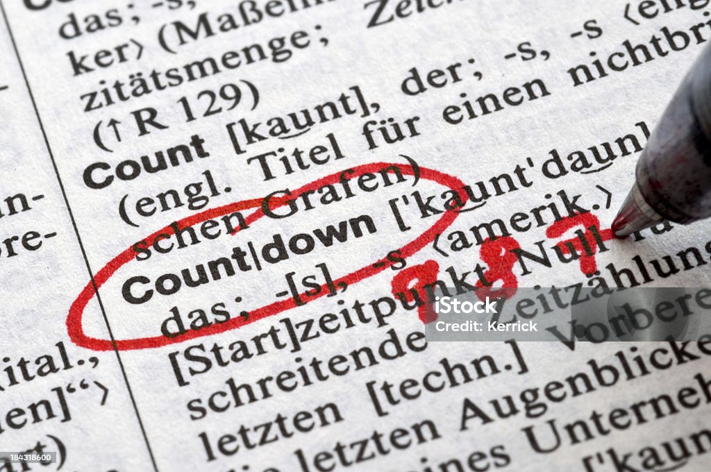 Countdown-German word mit Zeichnung - Lizenzfrei Abstrakt Stock-Foto