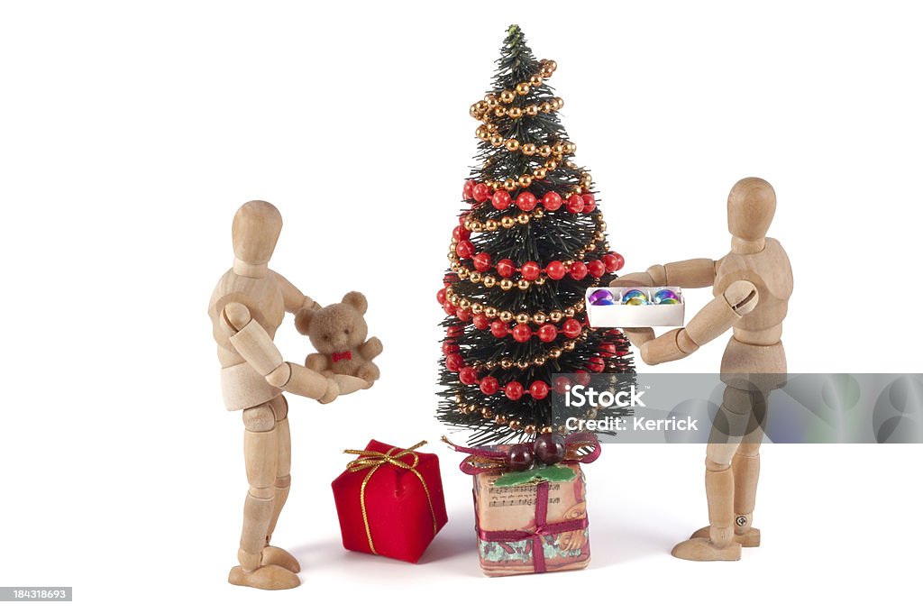 Hölzerne Puppen schmücken Weihnachtsbaum - Lizenzfrei Baum Stock-Foto