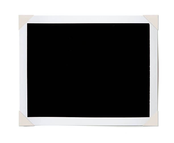 Black Photo Corners Blank Photo with Corner Tabs. photo holder stock pictures, royalty-free photos & images