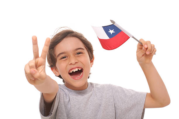 A boy with British flag.