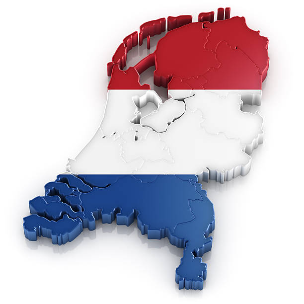Netherlands map with flag stock photo