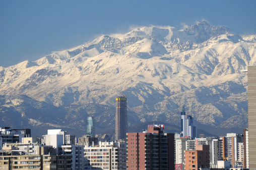 Buildings and Andes Mountains in Santiago of Chile.Timelapse Video of this image: