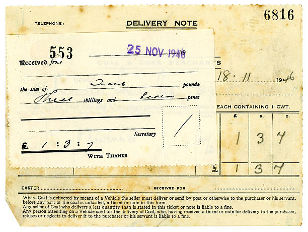 istock Coal delivery bill and receipt, 1946 184319677