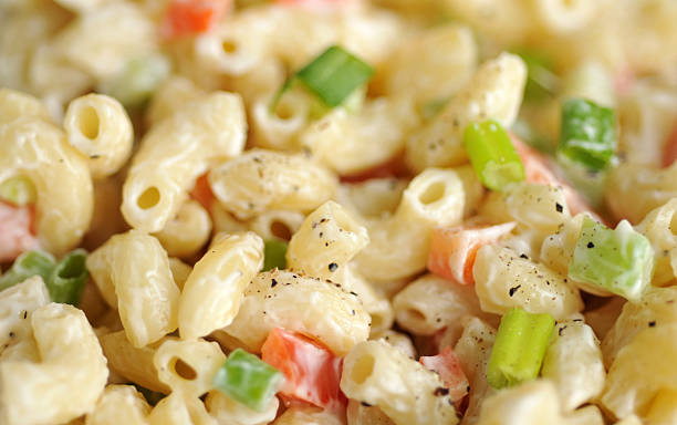 Pasta Salad "Pasta Salad, close up, full frame. FOR MORE FOOD, (" Macaroni Salad stock pictures, royalty-free photos & images