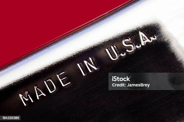 Made In Usa Marchio In Acciaio Inossidabile Sui Prodotti - Fotografie stock e altre immagini di Made in USA - Frase breve