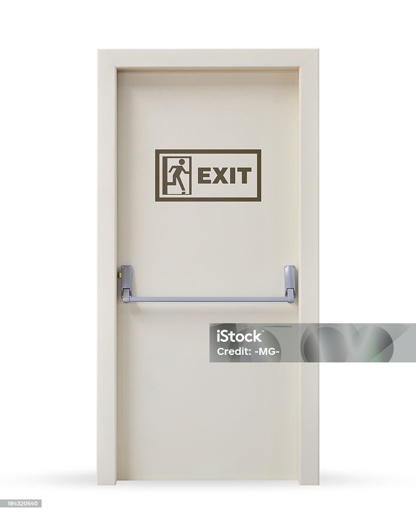 Emergency Exit Door Fire Exit Door Isolated on White Background. Door Stock Photo