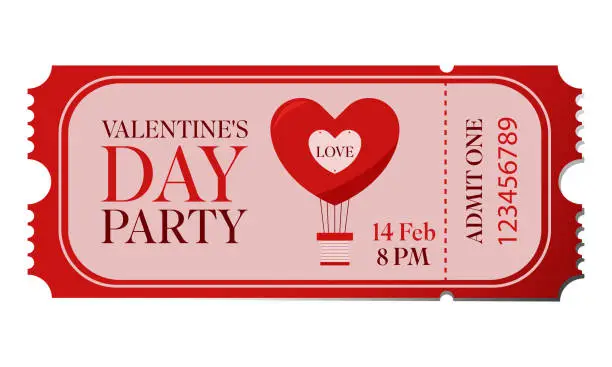 Vector illustration of Valentine's Day Party Ticket