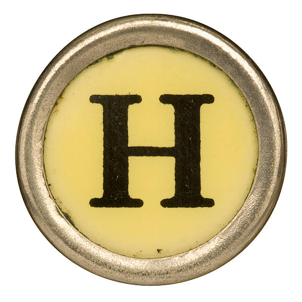 алфавит-буква h от старого ручной пишущая машинка. - letter h typewriter key typewriter old стоковые фото и изображения