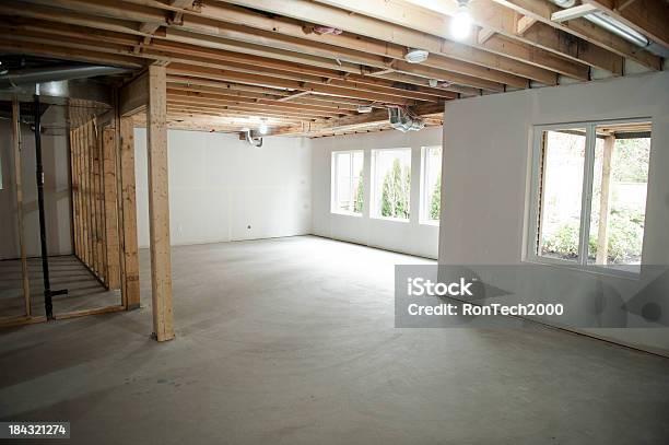 An Unfinished Basement In Someones Home Being Built Stock Photo - Download Image Now