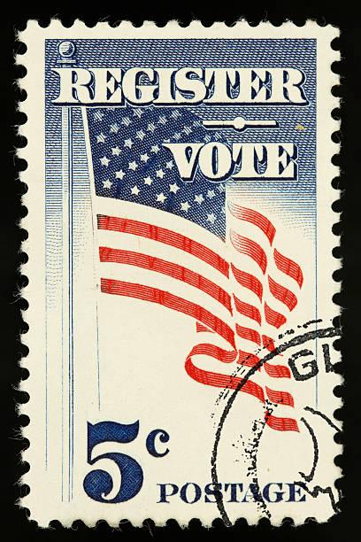 istock US vintage postage stamp 5 cents register vote 184321313